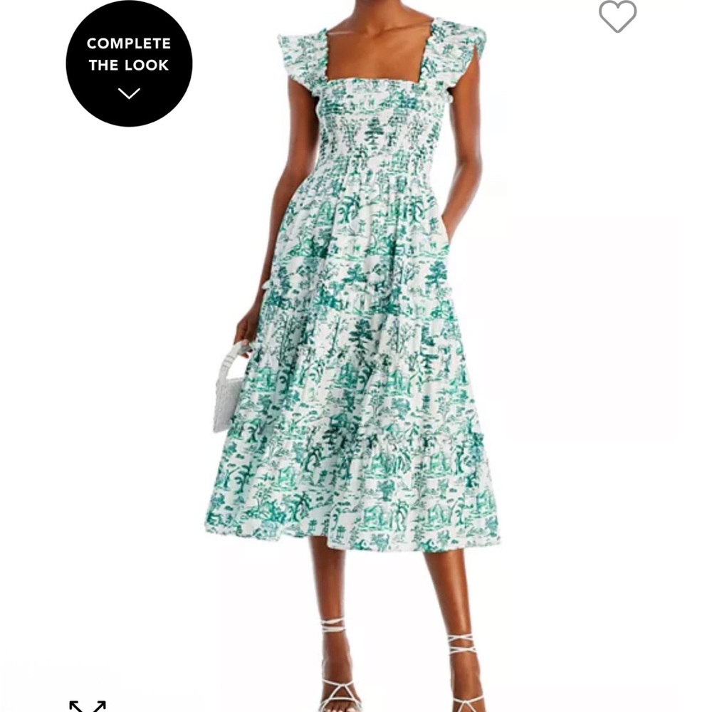 Aqua Smocked Green Midi Dress